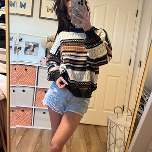 SHEIN / ROMWE Fairycore Striped Pattern Drop Shoulder Sweater
